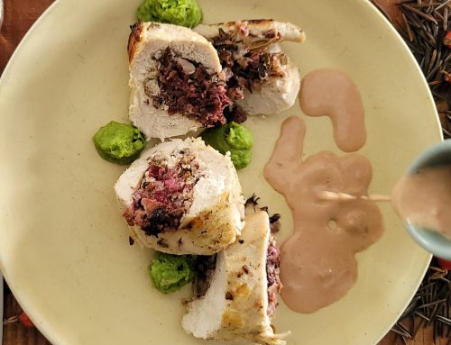 Wild Rice, Cranberry and Brie Stuffed Chicken Breasts with Rosehip Cream Sauce Recipe